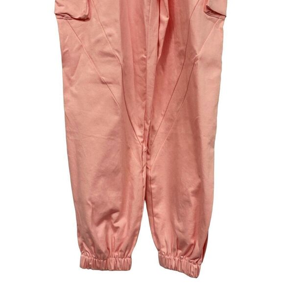 Adika Pale Pink Jumpsuit Overalls Double Shoulder Straps Patch Pockets Sz M NEW - Picture 3 of 8